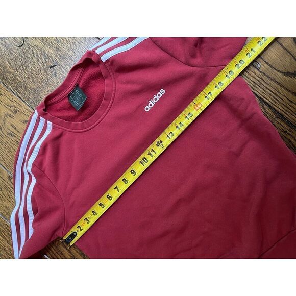 Adidas Essentials Women's Size Medium Red 3 Stripe Sweatshirt Pullover - Picture 6 of 8
